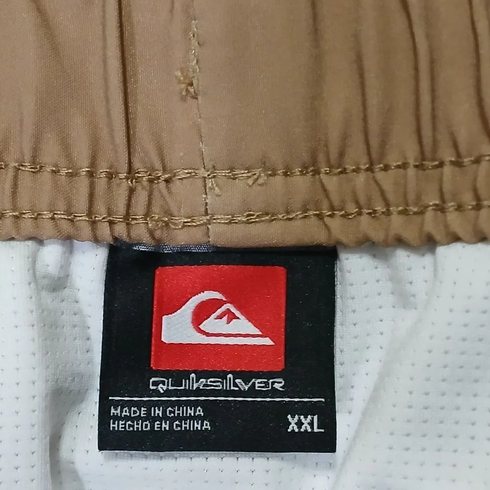 Quicksilver Board Shorts Mens XXL Orange Tan‎ Stretch Surf Swim Trunks 7